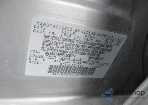 2014 Nissan Sentra Sv z USA, uszkodzony, nr VIN 3N1AB7AP5EL609374